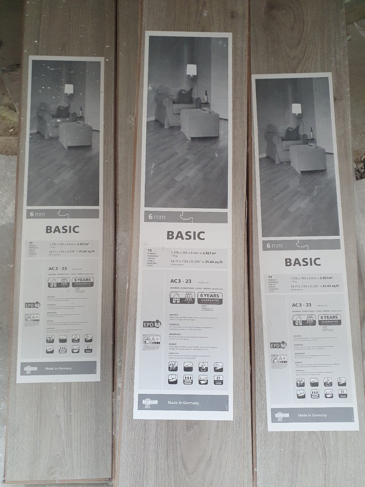Basic 6mm eiken grijs laminaat - 6 pakken (Nieuw), 50 tot 150 cm, Nieuw, Ophalen of Verzenden, 10 m² of meer