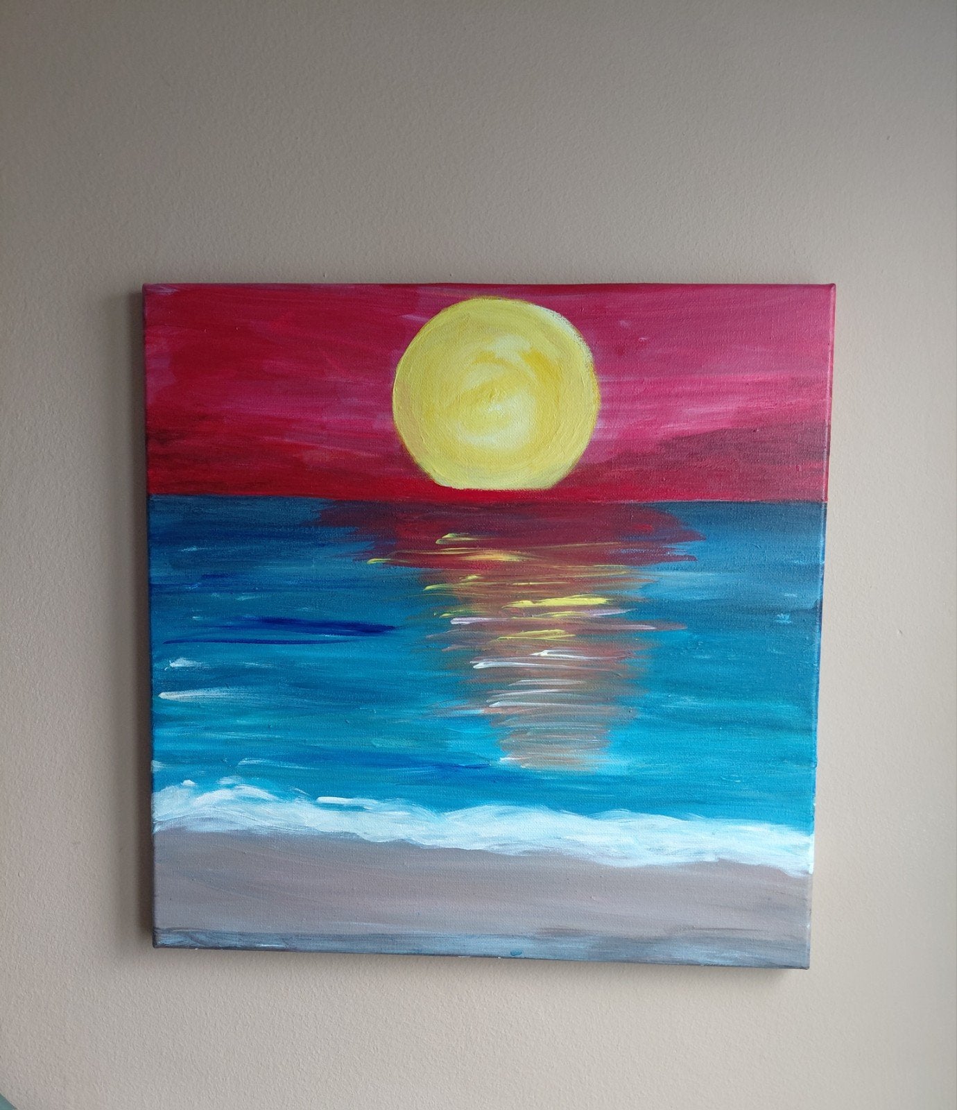 Schilderij ZONSONDERGANG origineel, Ophalen of Verzenden, Nieuw, Schilderij
