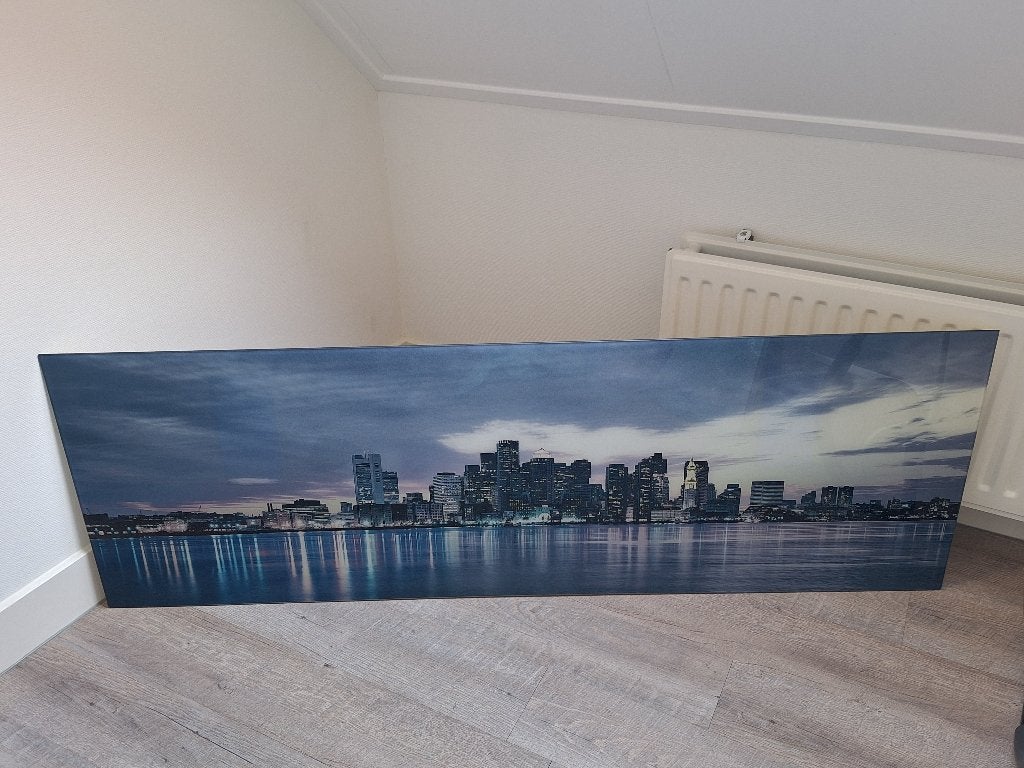 Glasschilderij van skyline Boston, Ophalen, 125 cm of meer, Zo goed als nieuw, Schilderij