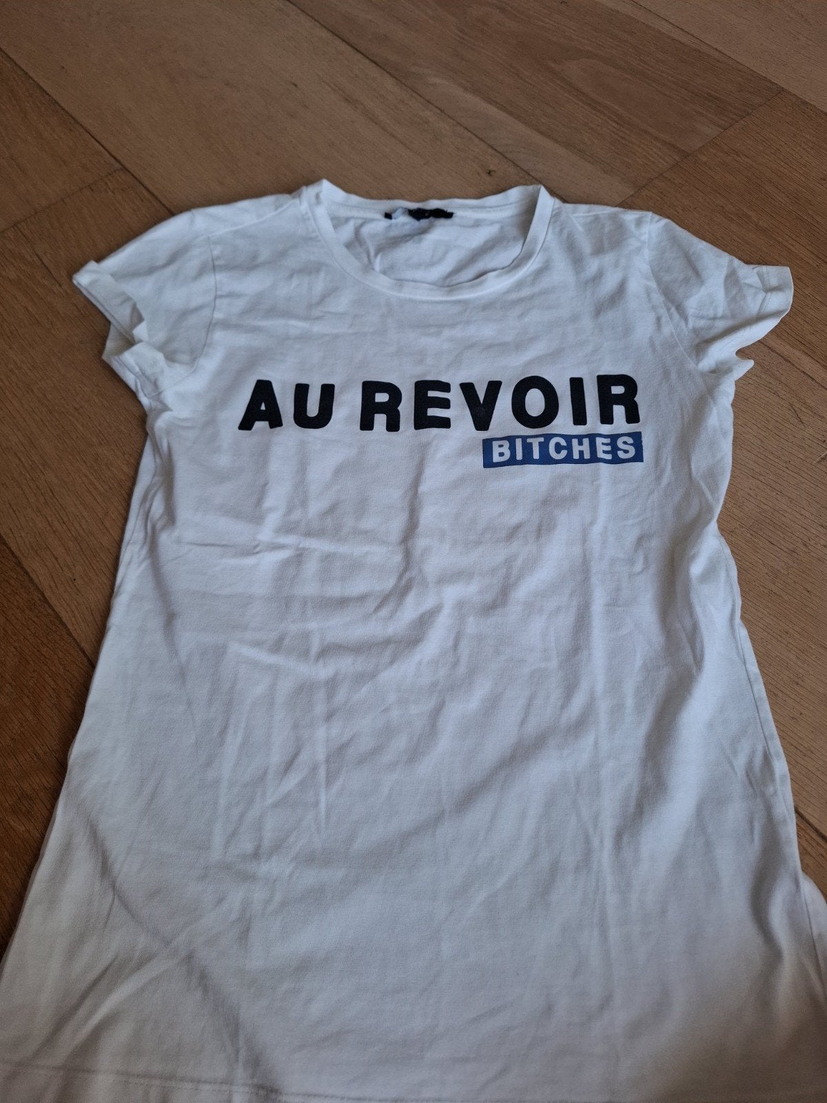 Nikkie T-shirt "AU REVOIR BITCHES" - Maat 36 (S), Wit, Ophalen of Verzenden, Zo goed als nieuw, Maat 36 (S)