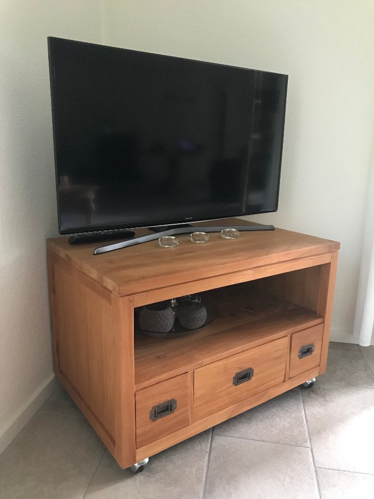 Audiomeubel / Tv-meubel - Teakhout, Ophalen, Teakhout, 50 tot 100 cm, Minder dan 100 cm