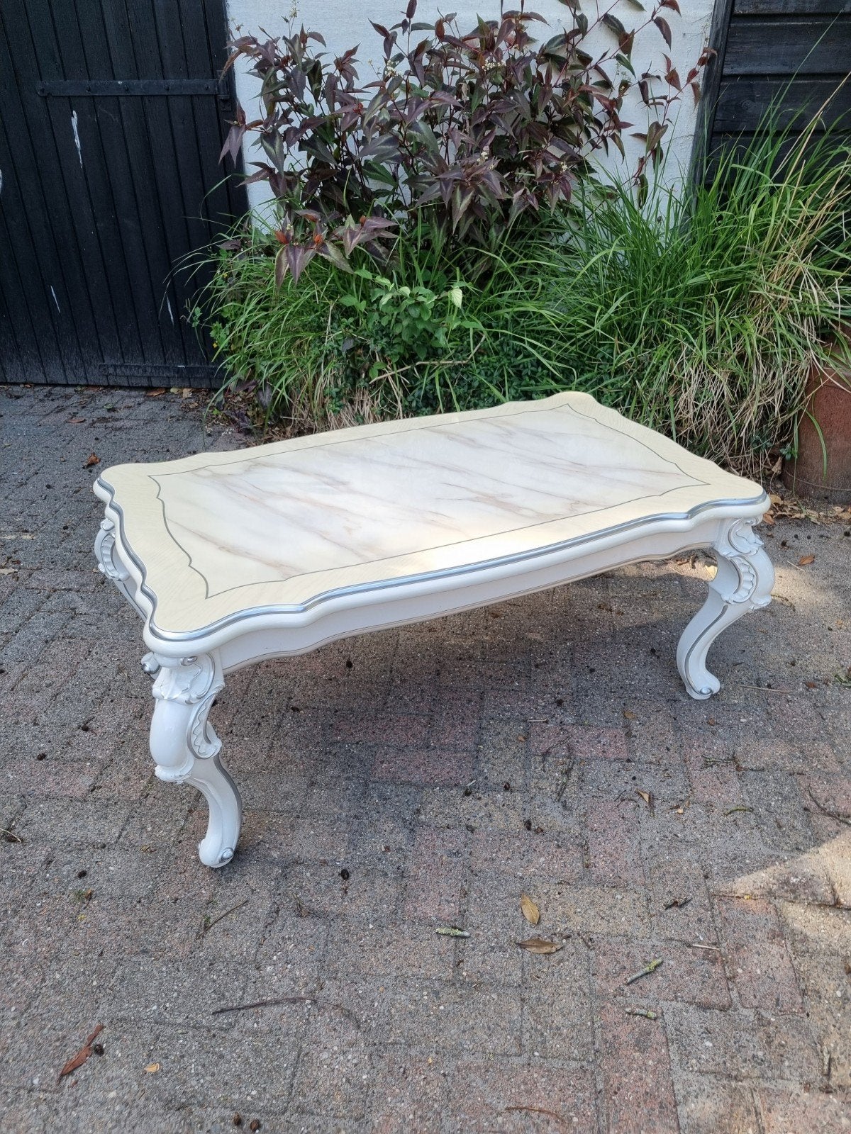 Mooie design salontafel barok marmer look, Ophalen, 100 tot 150 cm, 50 tot 100 cm, Zo goed als nieuw