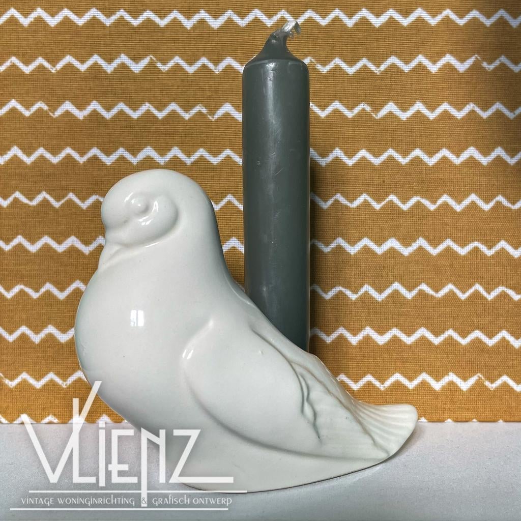 Vintage, retro witte duif kandelaar porselein vogel, Verzamelen, Retro, Huis en Inrichting, Ophalen of Verzenden