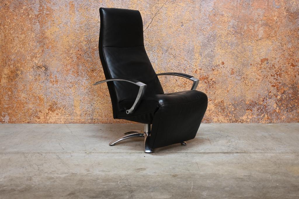 IZGStaat zwarte leren Jori Brainbuilder design relaxfauteuil, Jori, Minder dan 75 cm, Ophalen of Verzenden, Jori