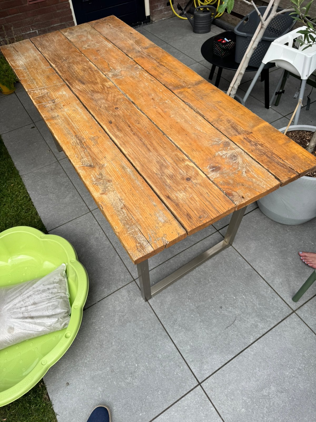 Houten eettafel, Ophalen, Gebruikt, Rechthoekig, Hout