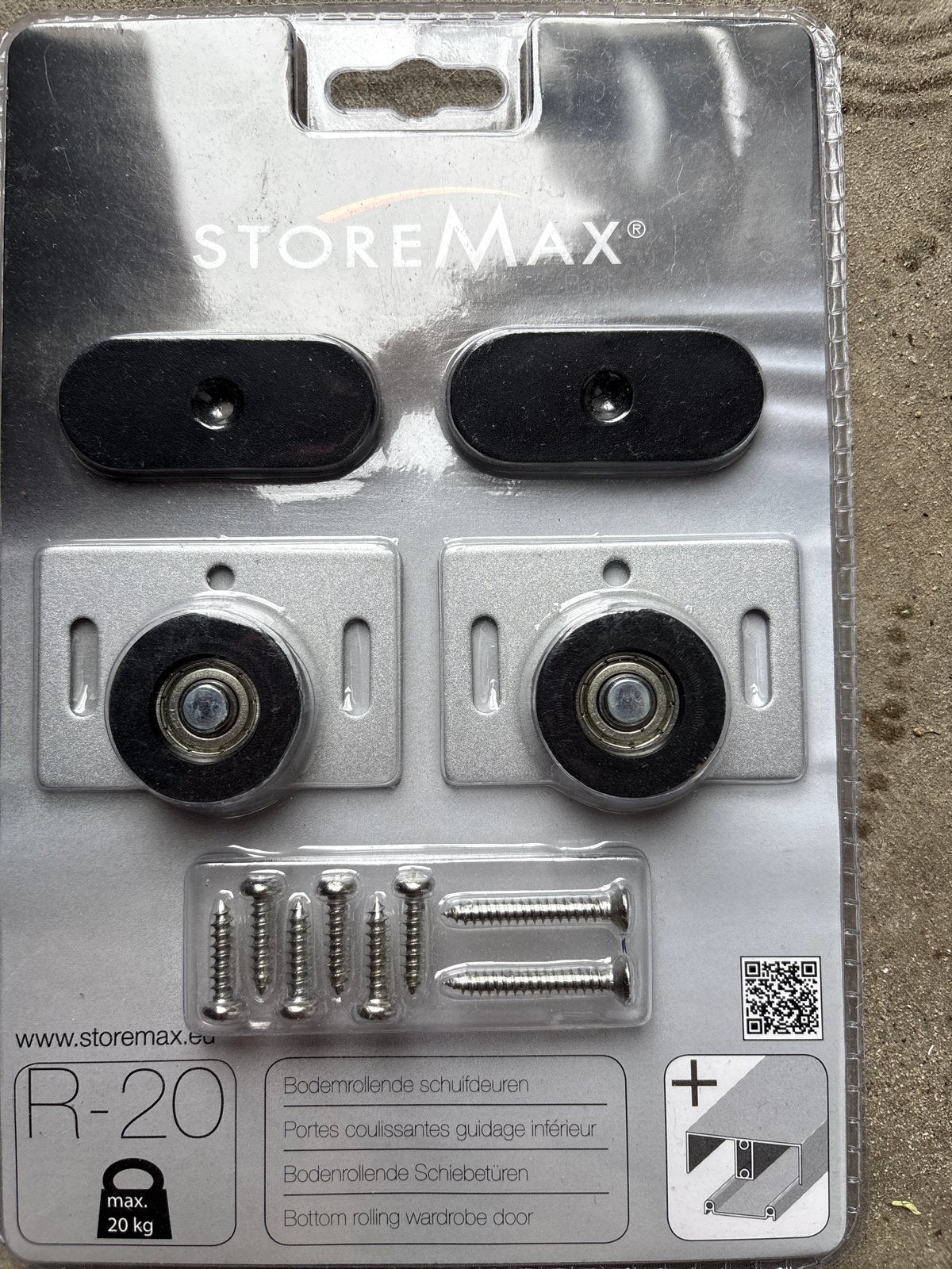 StoreMax Bodemrollende Schuifdeurwielen R-20 (max 20kg), Ophalen of Verzenden, Nieuw, Overige materialen, Schuif of Grendel