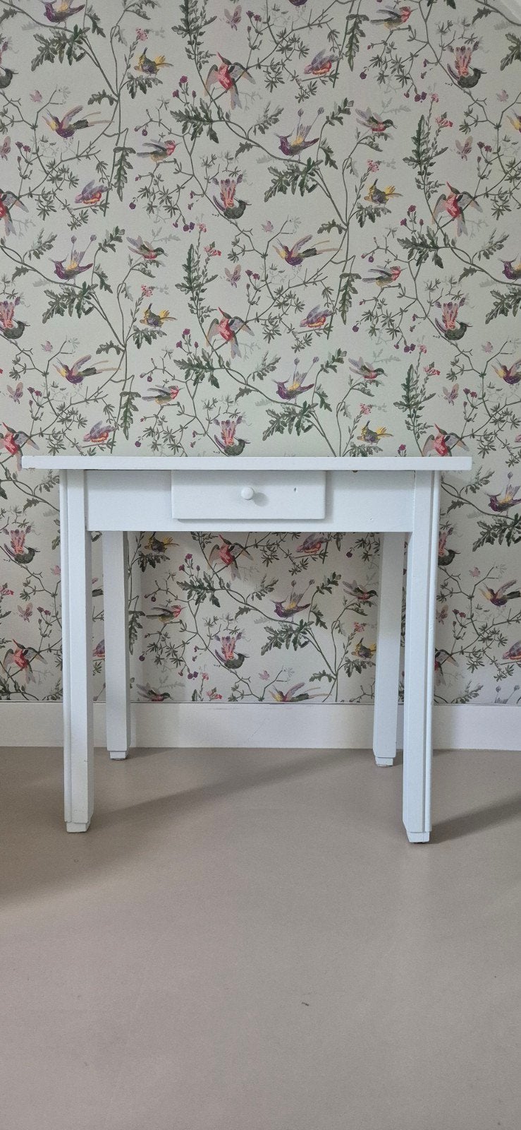 Brocante houten bureau/tafeltje met lade - 50x80x73,5 cm, Ophalen