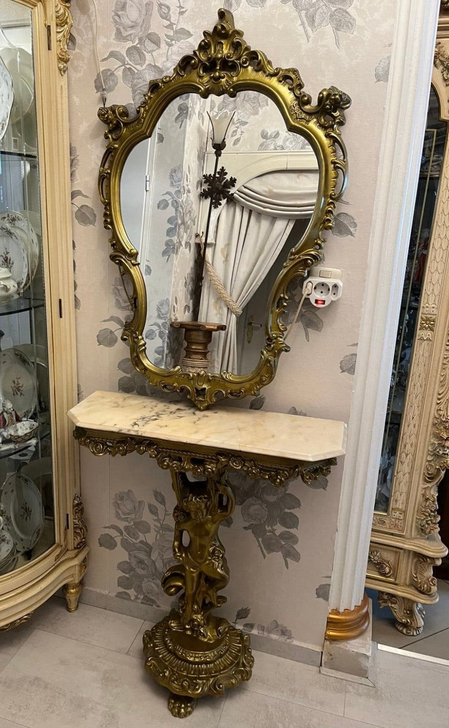 Barok sidetable met spiegel, Ophalen, Zo goed als nieuw