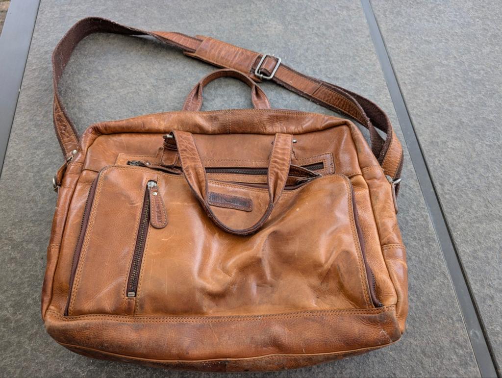 Leren tas cognac kleur, Ophalen of Verzenden