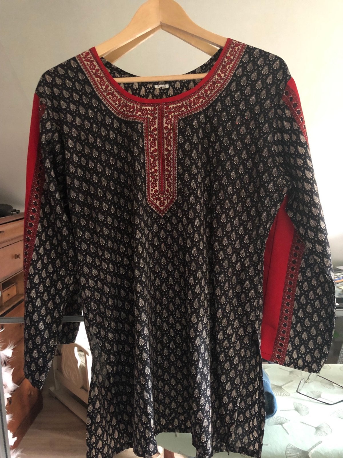 Zijden blouse uit India - Maat 40, Maat 38/40 (M), Meerkleurig, Ophalen of Verzenden, Lange mouw