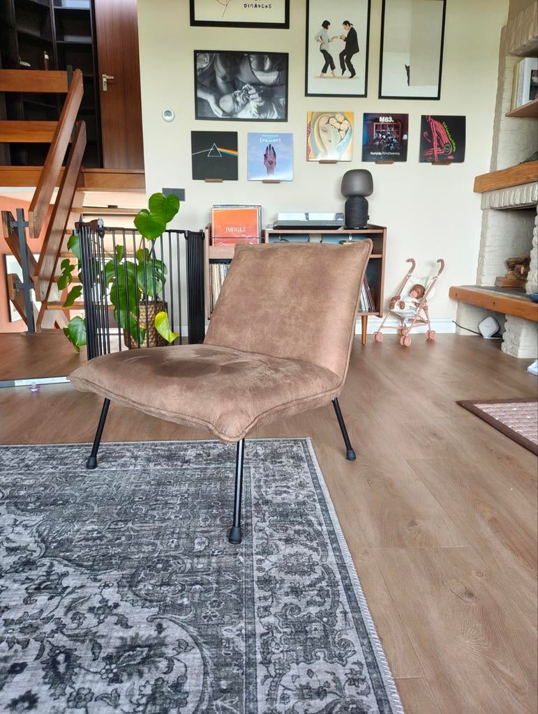 Kleine fauteuil, Huis en Inrichting, Stoelen, Ophalen, Gebruikt, Bruin, Eén