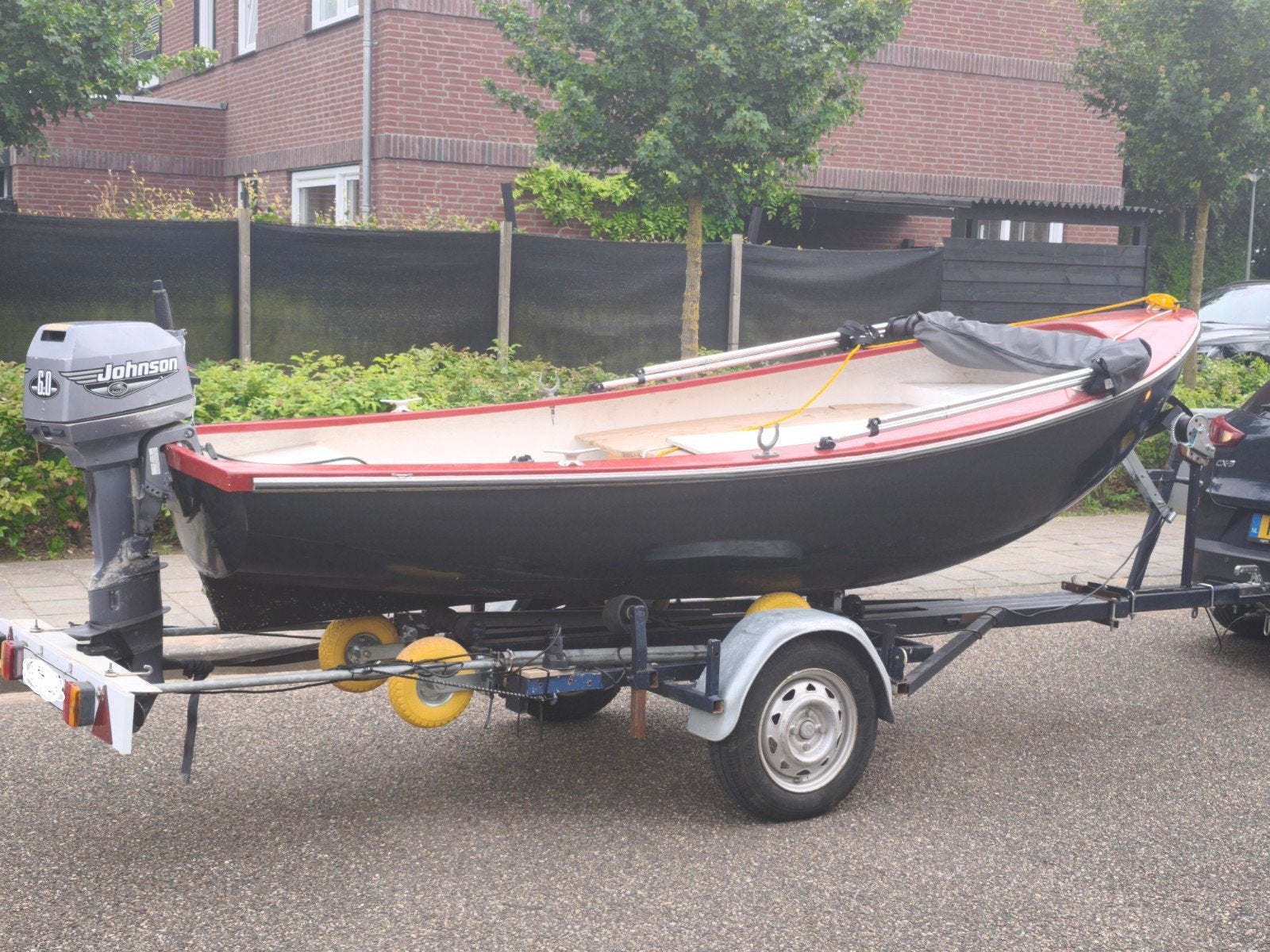Boot met Johnson motor en trailer, Ophalen, Gebruikt