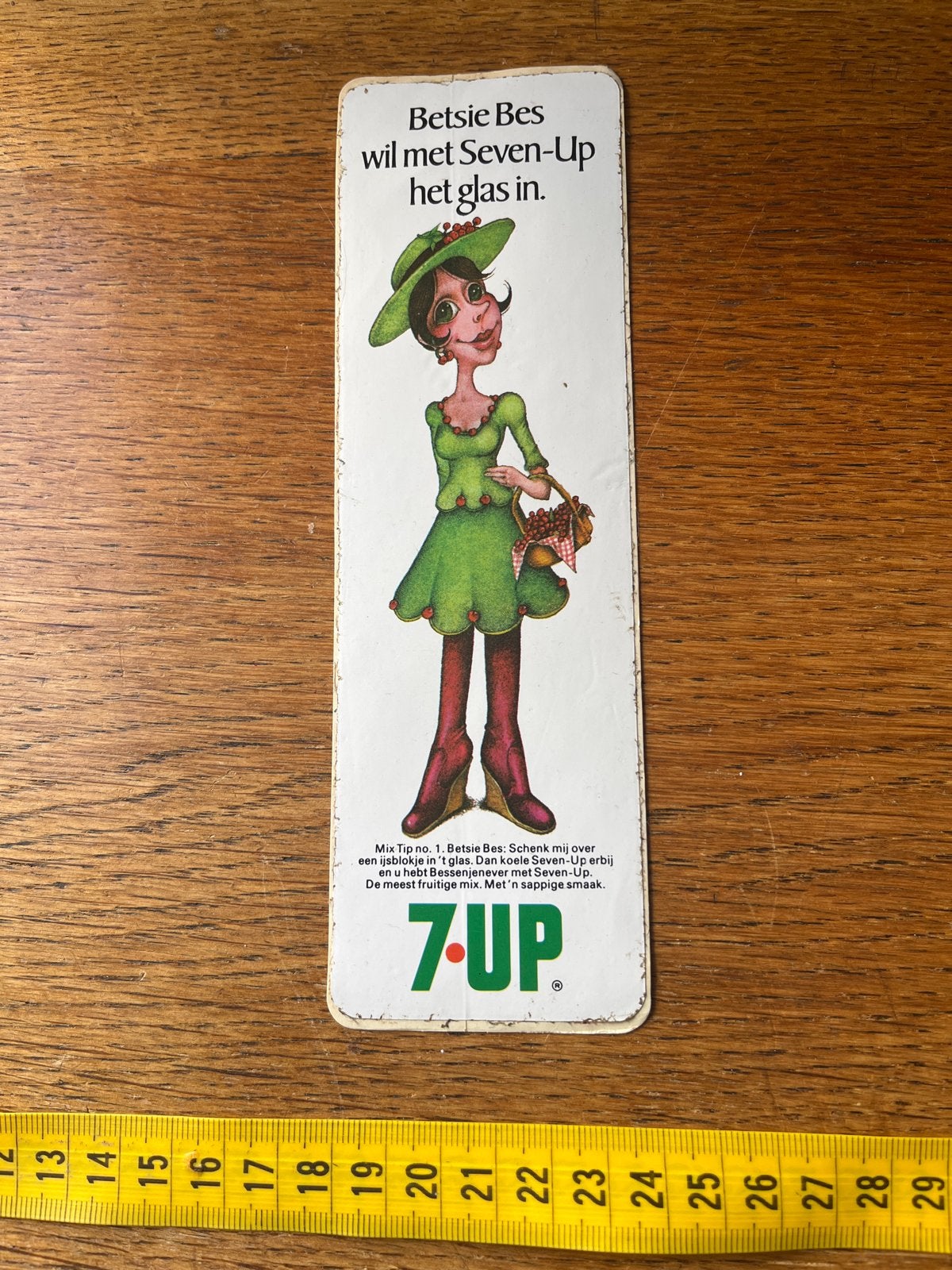 Vintage 7-UP sticker - Betsie Bes Mix Tip, Ophalen of Verzenden, Gebruikt, Reclamebord