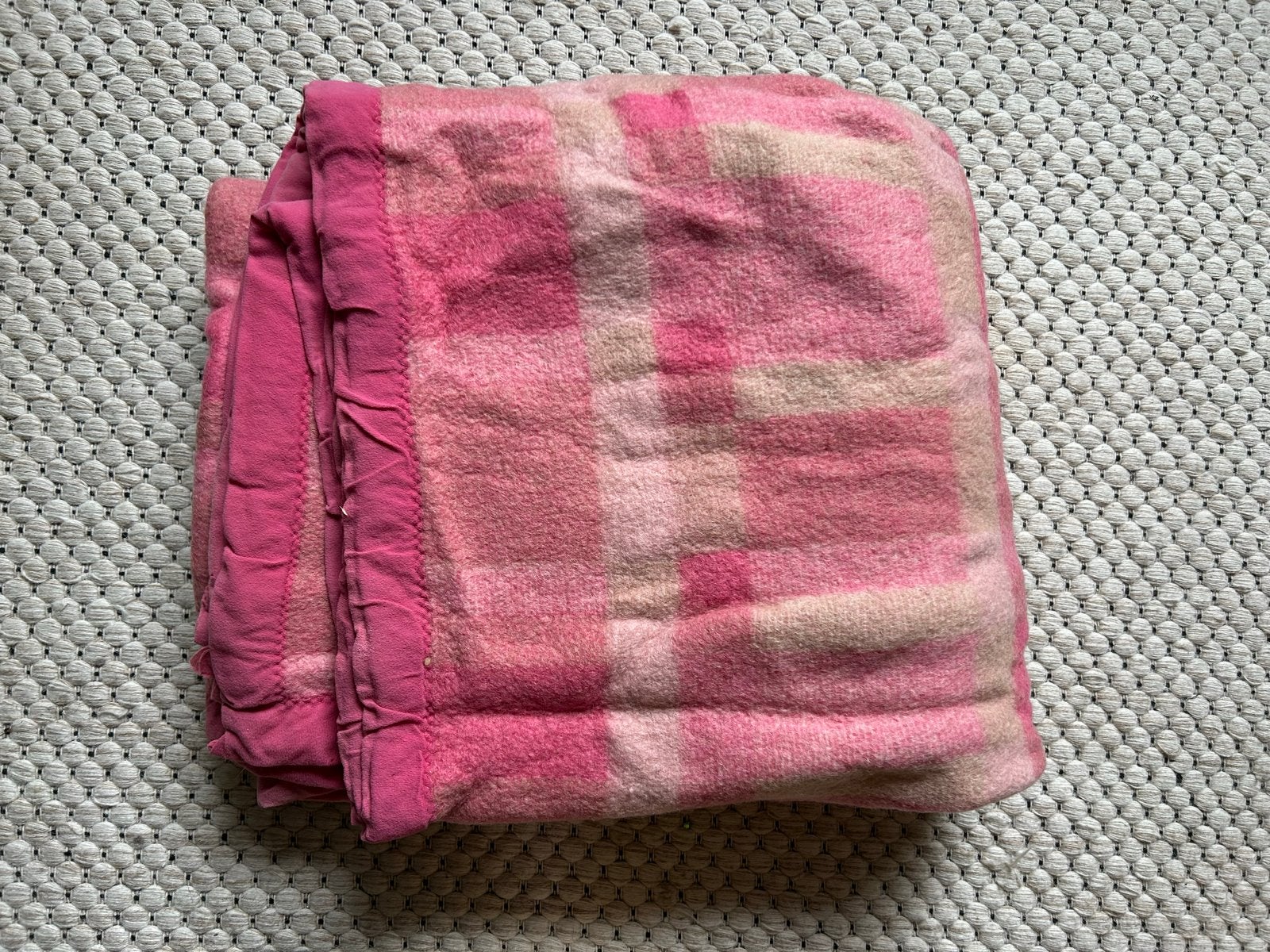 Roze geruite wollen deken - 210x180 cm, Ophalen of Verzenden
