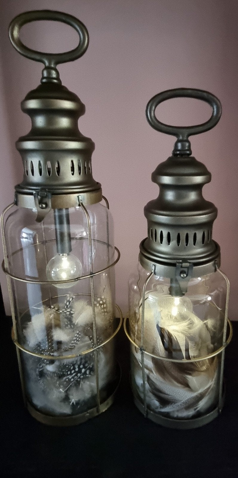 *NIEUW* BRONSKLEURIGE ANIEK LOOK LAMPEN BATTERIJ - INFO ZIE, Antiek en Kunst, Ophalen of Verzenden