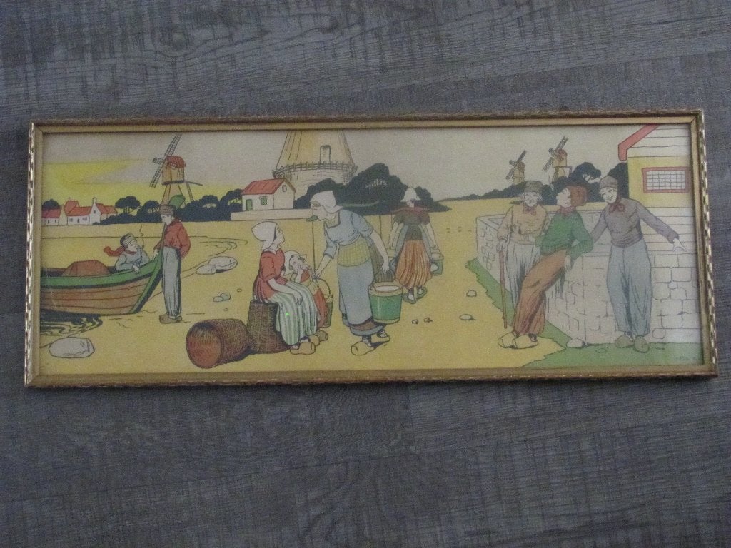 Molens en klederdracht - oude prent of litho, Ophalen of Verzenden