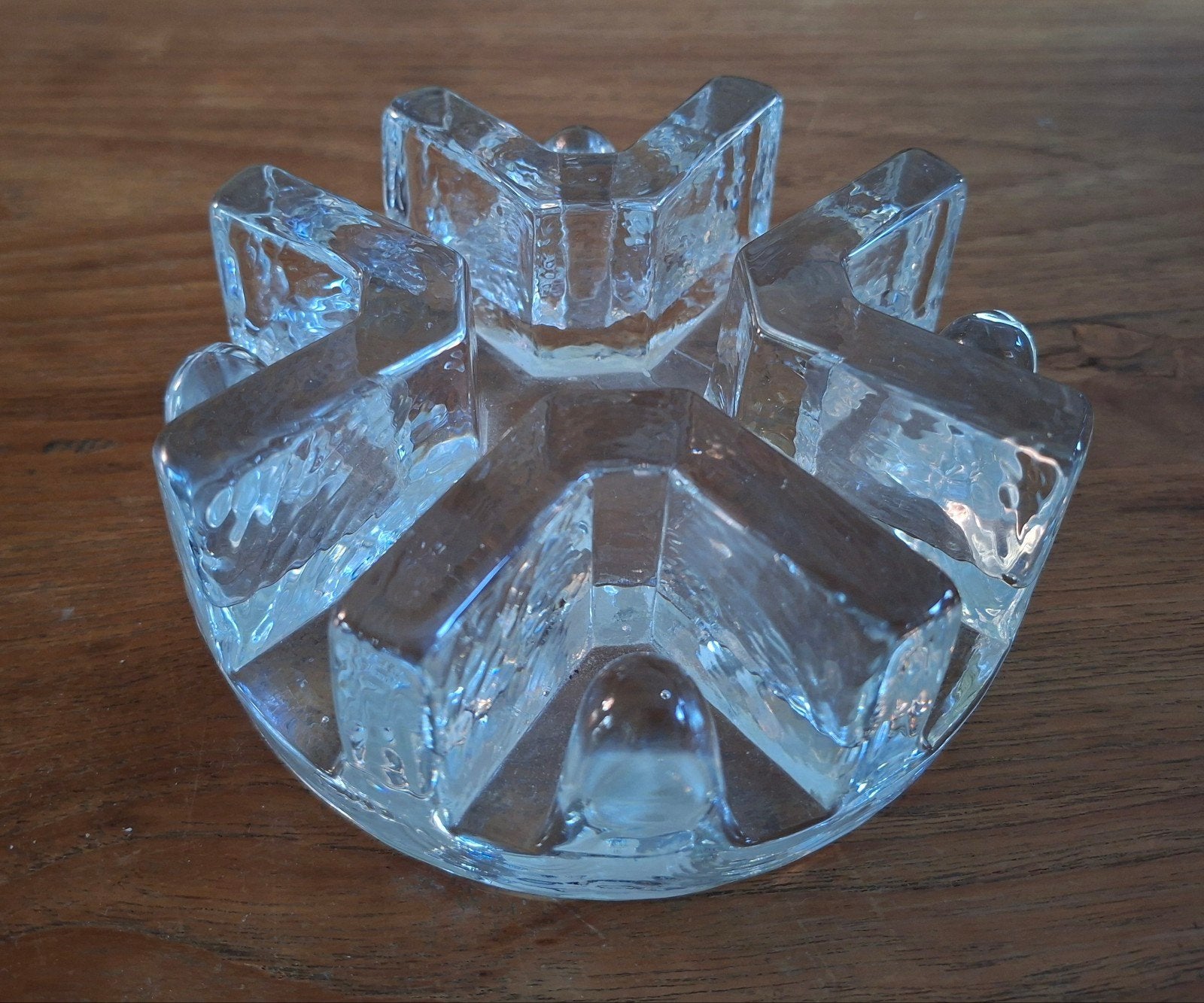 Vintage theelichthouder van glas, Ophalen of Verzenden