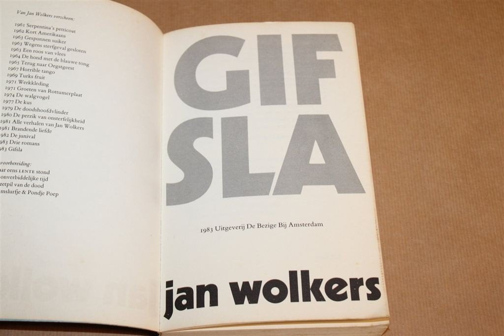 Gifsla — Jan Wolkers, 1e druk 1983, BBLiterair, Ophalen of Verzenden, Gelezen