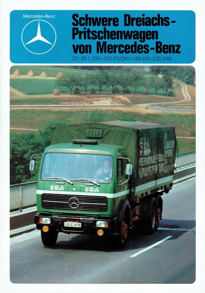 Folder Mercedes-Benz Schwere Dreiachs-Pritschenwagen (1977), Verzenden, Gelezen, Mercedes