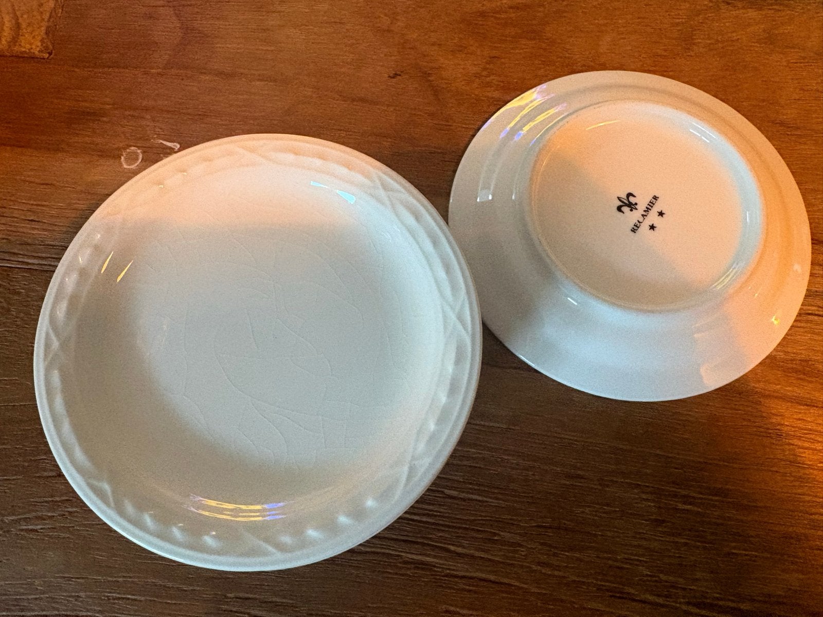 4 Recamier crème bonbon bordjes, Huis en Inrichting, Gebruikt, Overige merken, Ophalen of Verzenden, Bord(en)