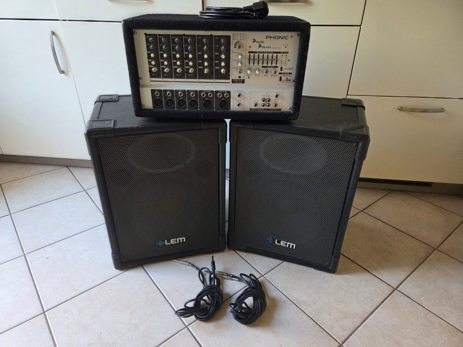 speakers Lem 12 inch met mixer/versterker, Ophalen, Overige merken