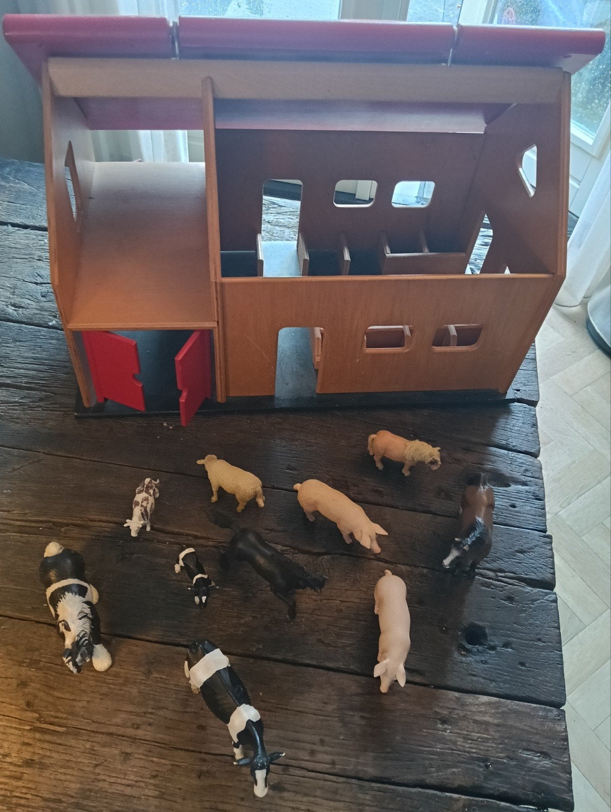 Houten Small Foot boerderij + Schleich dieren 1994-2003 | Ze, Ophalen, Zo goed als nieuw, Jongen of Meisje