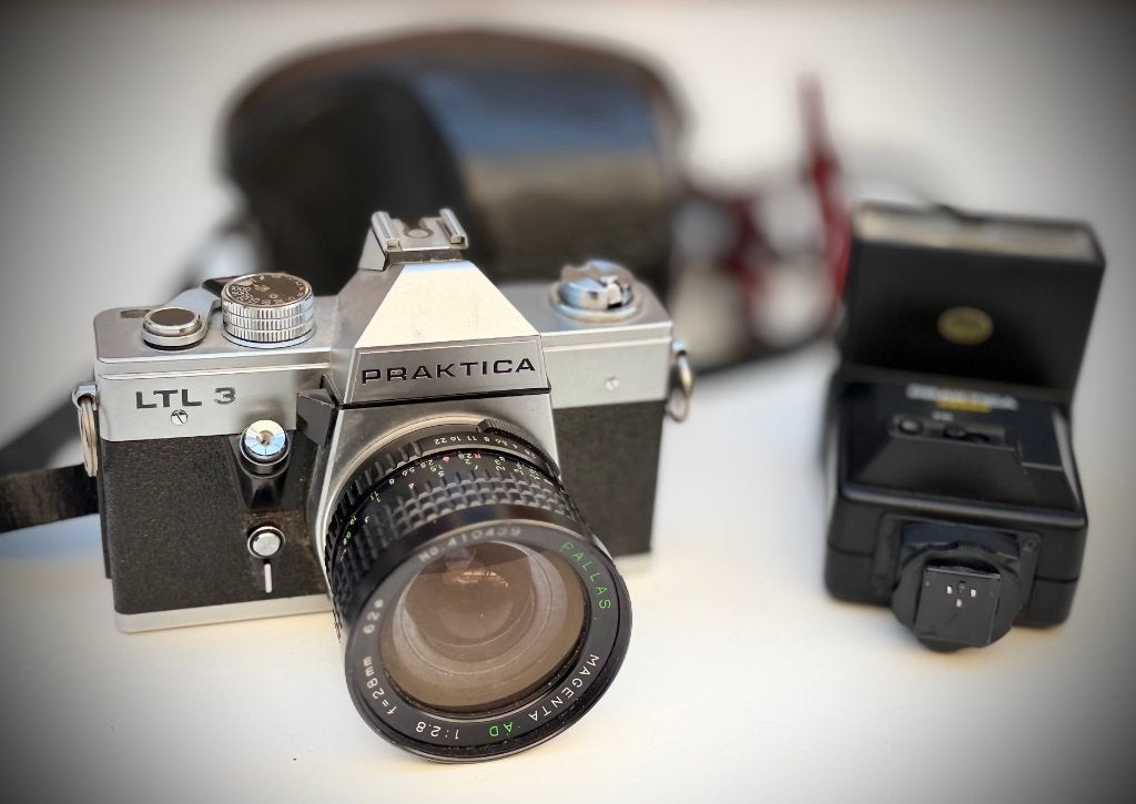 Praktica LTL3 met Pallas Magenta AD 28mm f2.8 (M42) en DZ260, Ophalen of Verzenden, Compact, Overige Merken