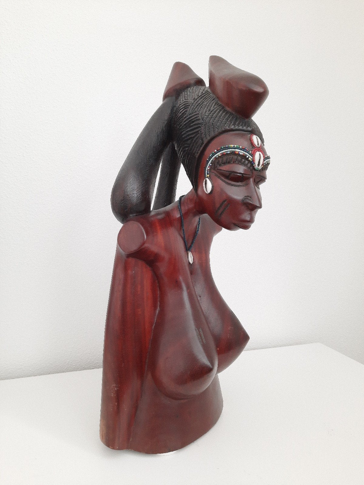 Handgesneden houten buste van Afrikaanse vrouw, Ophalen, Buste, 50 - 100 cm, Handgemaakt
