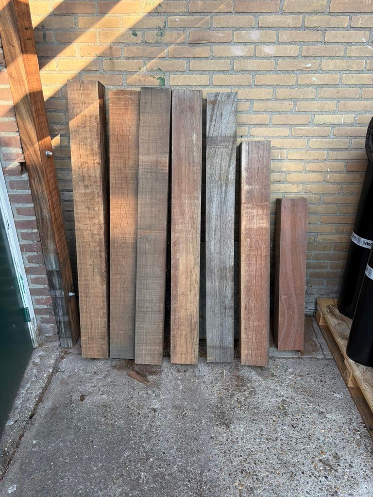 Hardhouten palen 15x15, Tuin en Terras, Palen, Balken en Planken, Ophalen, Zo goed als nieuw, Hardhout, Minder dan 180 cm
