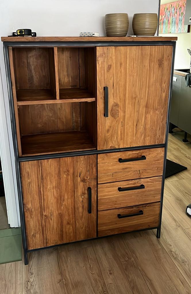 Opbergkast Romaro teak Pronto Wonen met lades en deuren, Ophalen, 100 tot 150 cm, Zo goed als nieuw, Met lade(s)