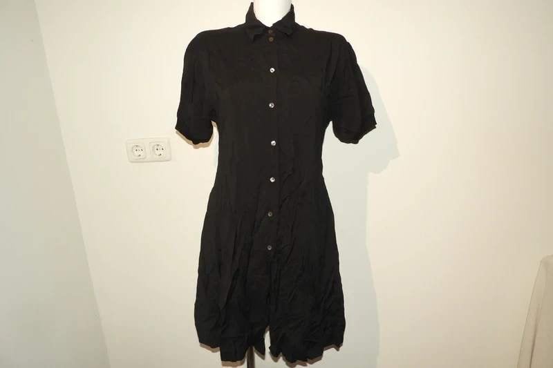 Jean Paul Gaultier vintage jurk knopen pof mouwtjes IT 44, Kleding | Dames, Maat 38/40 (M), Verzenden, Zwart, Zo goed als nieuw