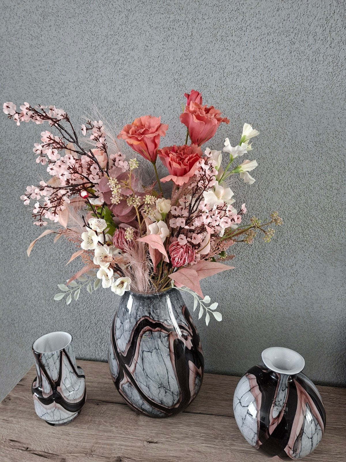 Fidrio glazen vazen set 'Onyx Flame' met kunstbloemen, Ophalen