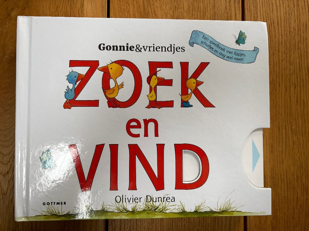 Gonnie & vriendjes - Zoek en vind, Boeken, Kinderboeken | Baby's en Peuters, Ophalen of Verzenden, Nieuw, Olivier Dunrea, Uitklap-, Voel- of Ontdekboek