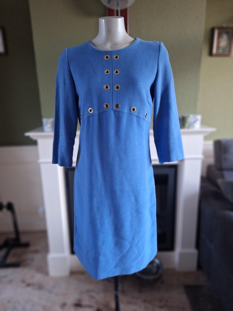 Caroline Biss blauwe warme winter jurk 38, Kleding | Dames, Jurken, Maat 38/40 (M), Zo goed als nieuw, Knielengte, Caroline Biss