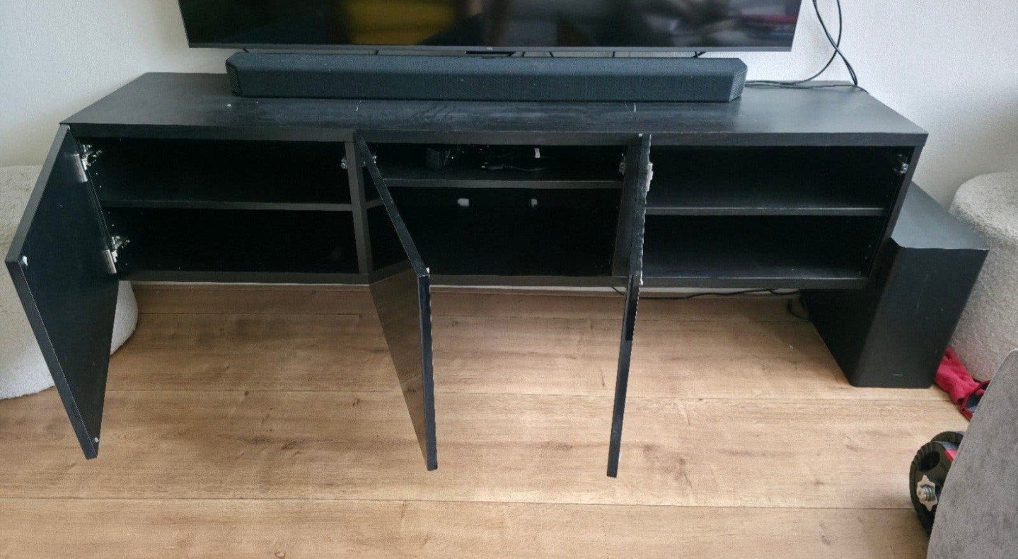 IKEA Besta tv meubel met lichte kras op bovenkant, Ophalen, Gebruikt, 150 tot 200 cm, Minder dan 100 cm