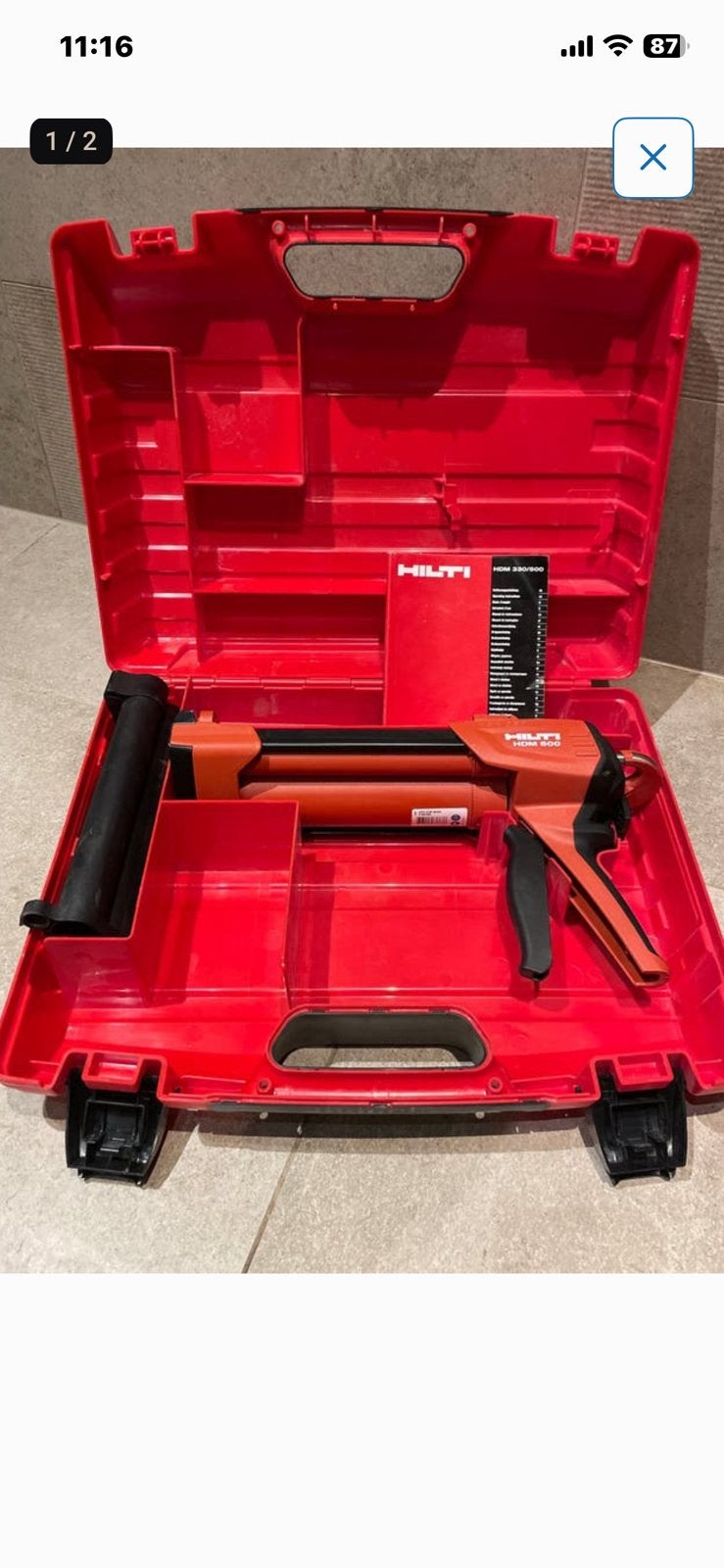 Hilti injectiepistool HDM 500 - 330 koffer, Doe-het-zelf en Verbouw, Gereedschap | Handgereedschap, Ophalen, Zo goed als nieuw