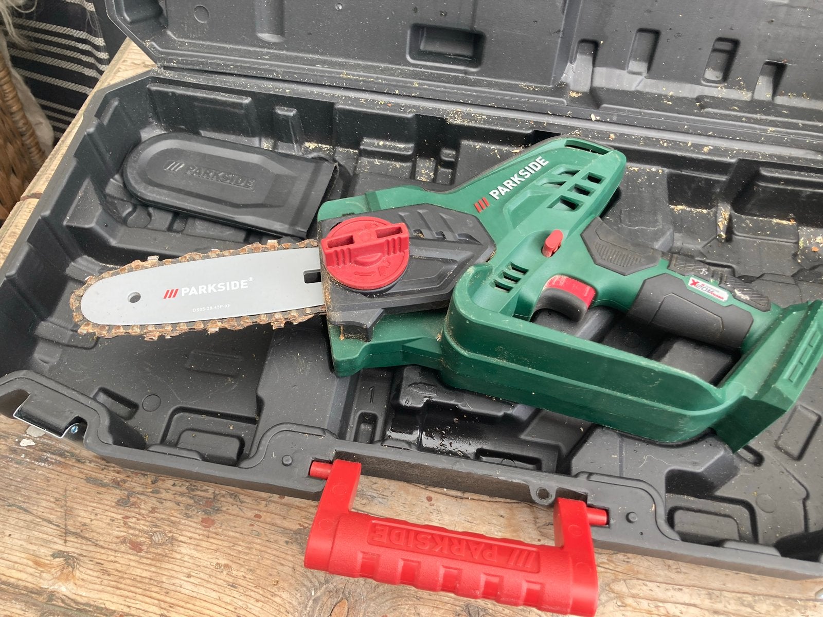 Parkside mini kettingzaag - defect (excl. accu/lader), Ophalen of Verzenden, Gebruikt, Kettingzaag