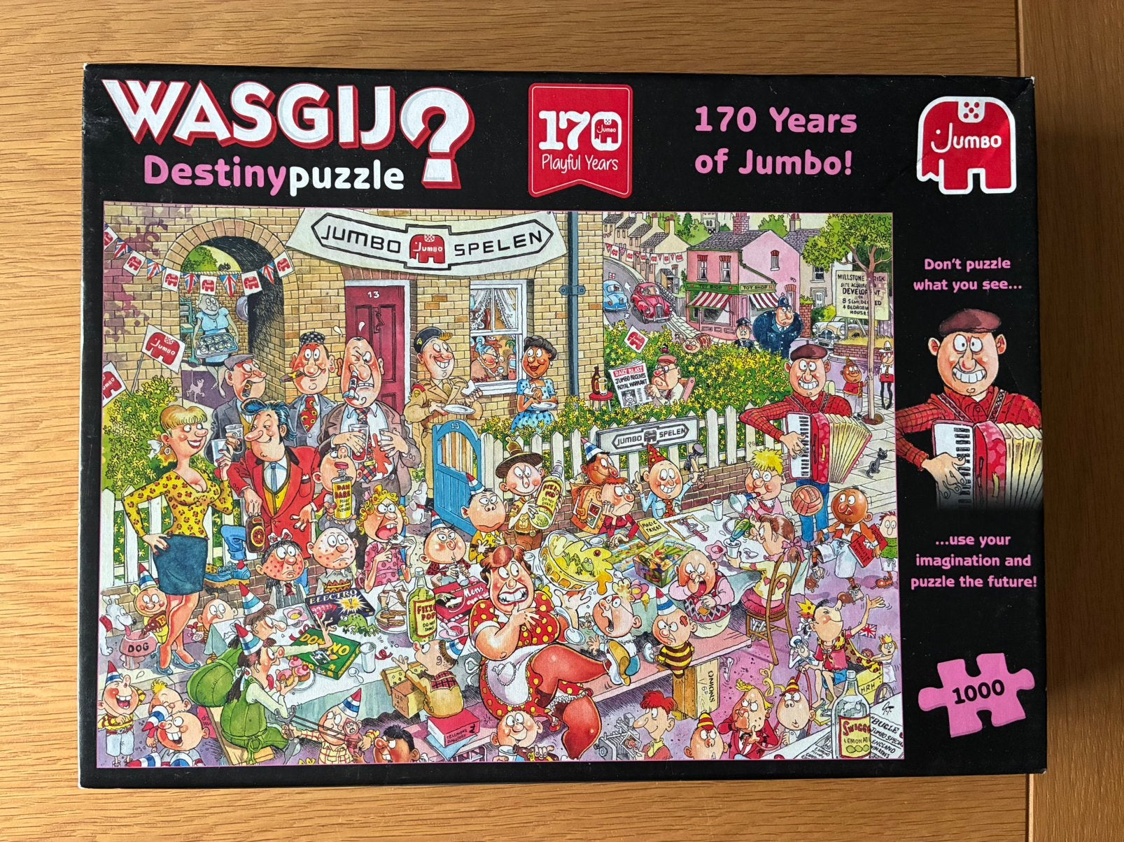 Wasgij 170 playful years jumbo Destiny 1000 stukjes, Ophalen of Verzenden, 500 t/m 1500 stukjes, Zo goed als nieuw, Legpuzzel