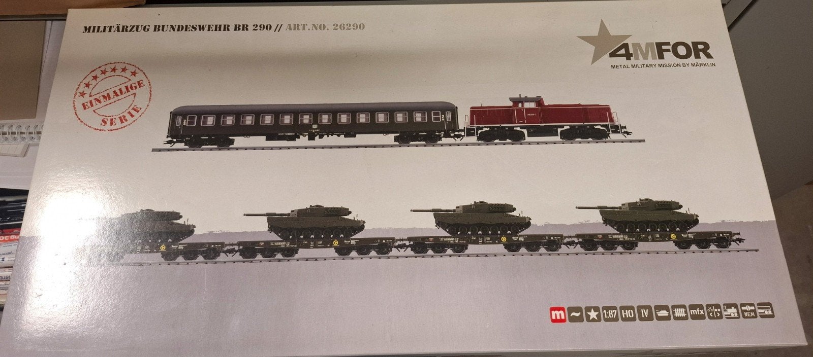 26290 trein set 4mfor leger transport in ovp, Wisselstroom, Treinset, Ophalen of Verzenden, Zo goed als nieuw