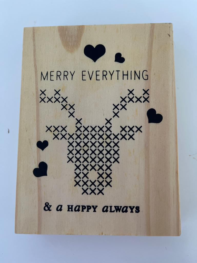 Nieuwe houten stempel kerst - Merry Everything, Ophalen of Verzenden, Nieuw, Houten stempel
