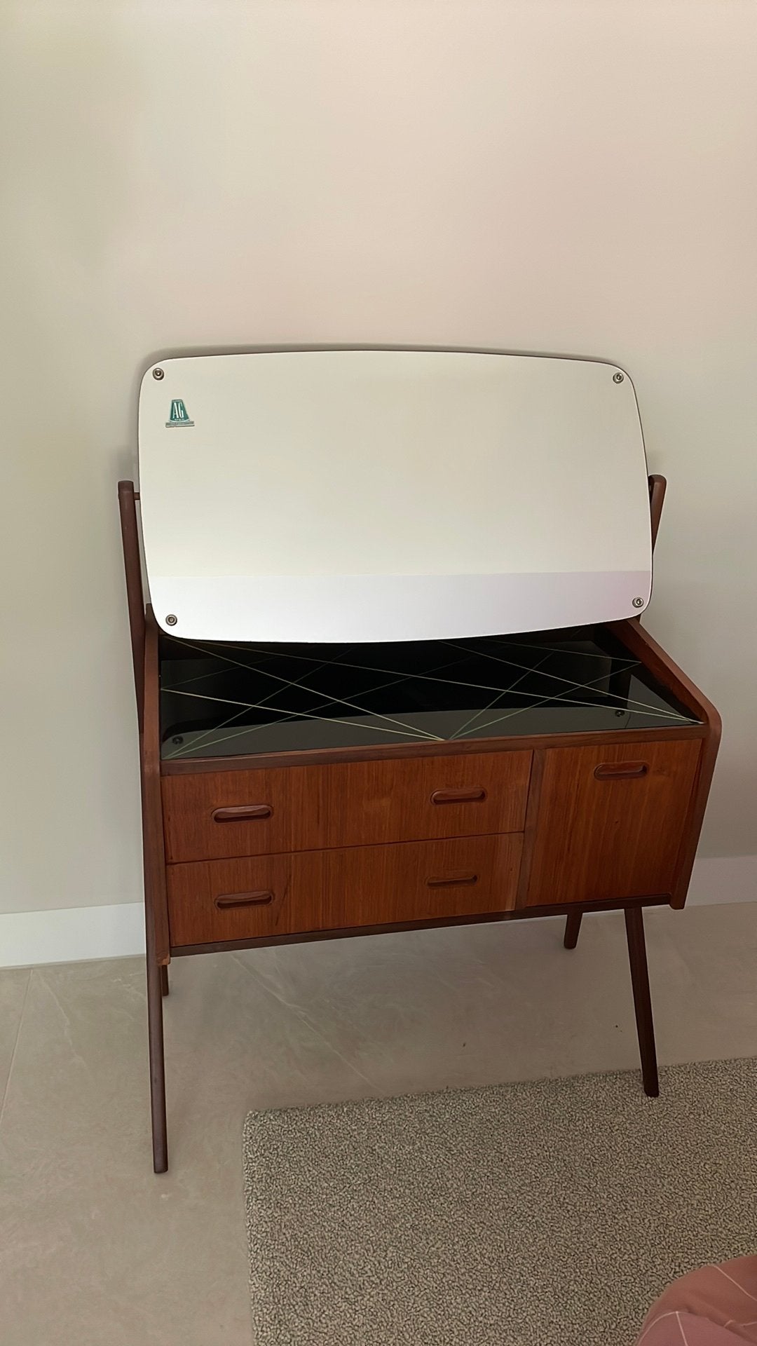 Originele Deense Vintage Kaptafel Teak – AG Spejl ‘60, Ophalen