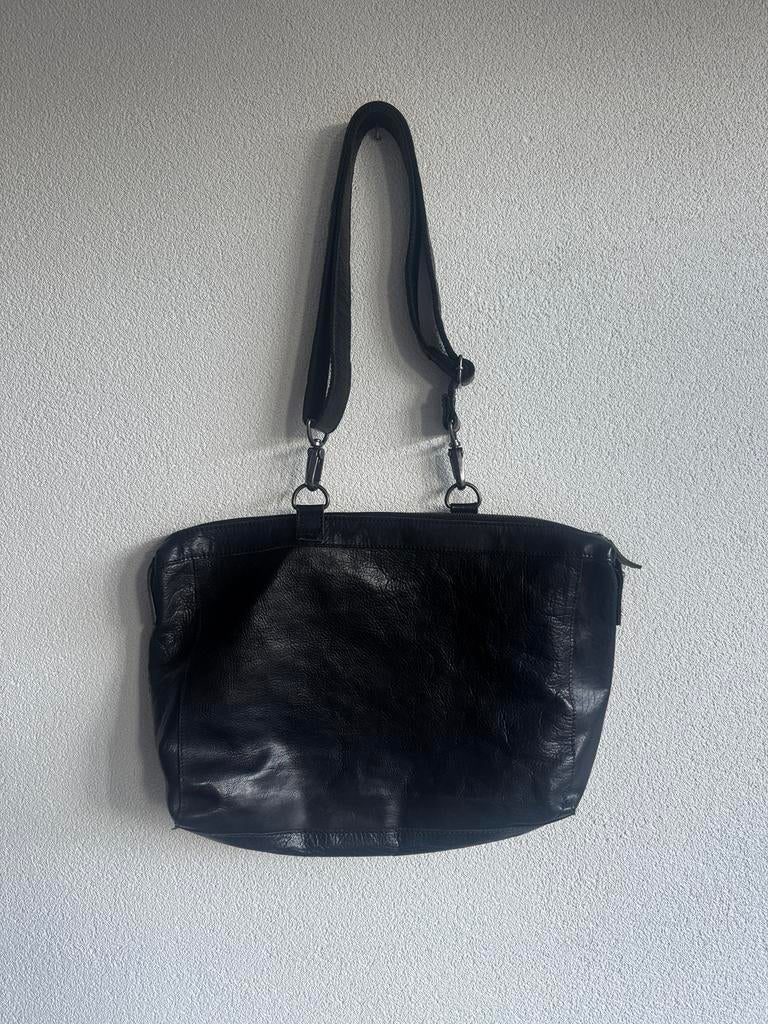 Cowboysbag zwarte echt lederen messenger schouder tas, Overige merken, Cowboysbag, Zwart, Ophalen of Verzenden