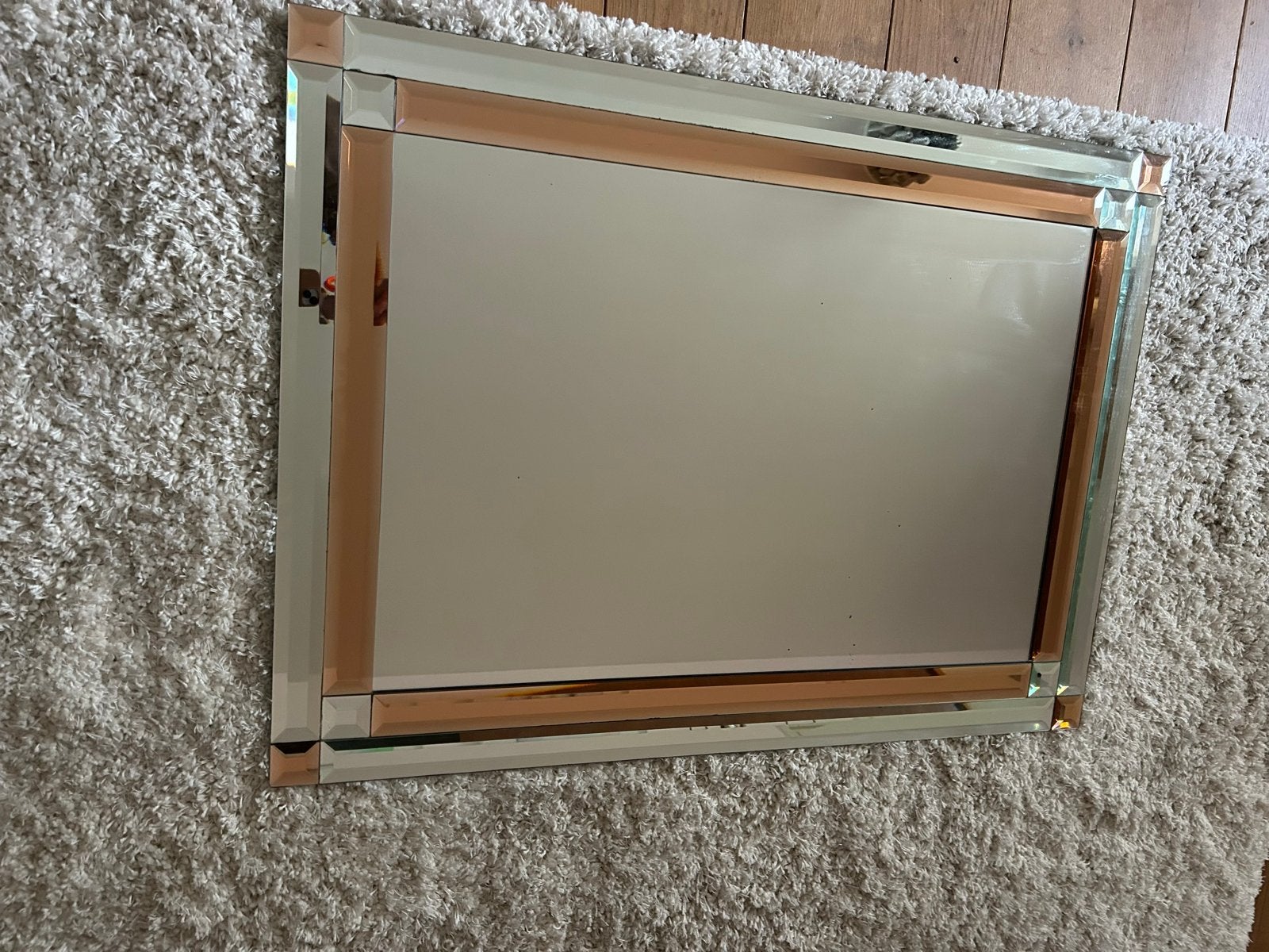 Vintage hollywood regency grote spiegel facetrand, Huis en Inrichting, Ophalen, Gebruikt, Rechthoekig, 75 tot 100 cm