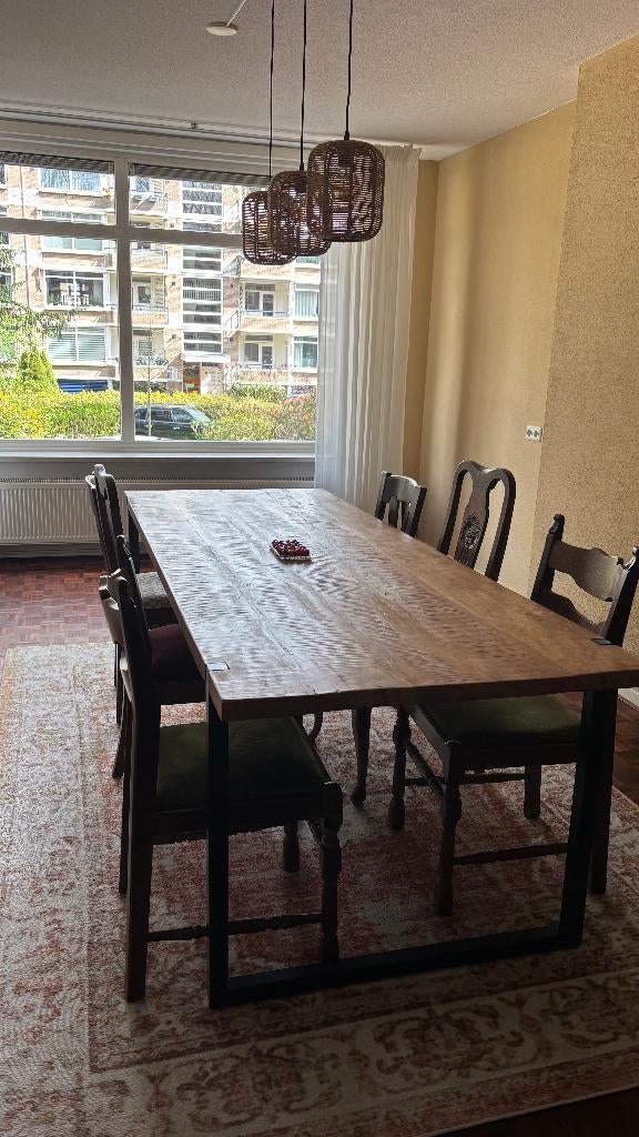 Eettafel van massief mangohout, Ophalen, 200 cm of meer, 50 tot 100 cm, Zo goed als nieuw