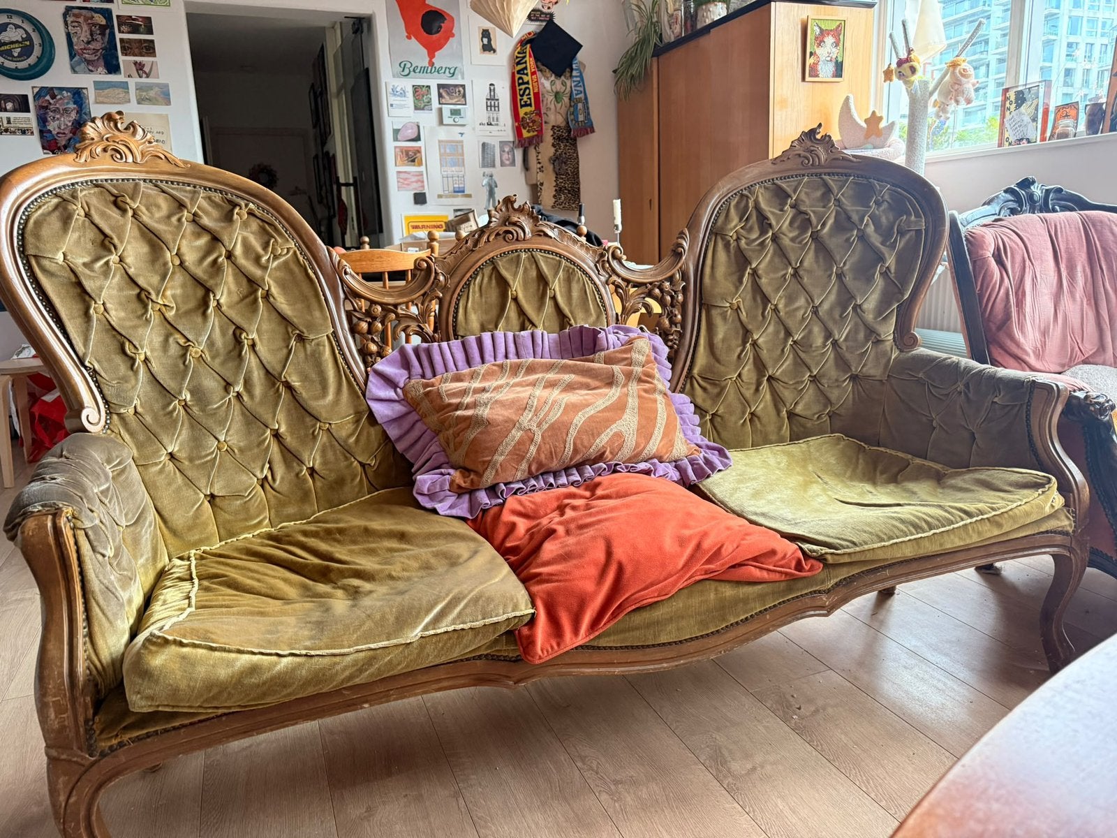 Gratis Antieke barok rococo 3-zitsbank restauratieproject, Huis en Inrichting, Ophalen of Verzenden, Gebruikt