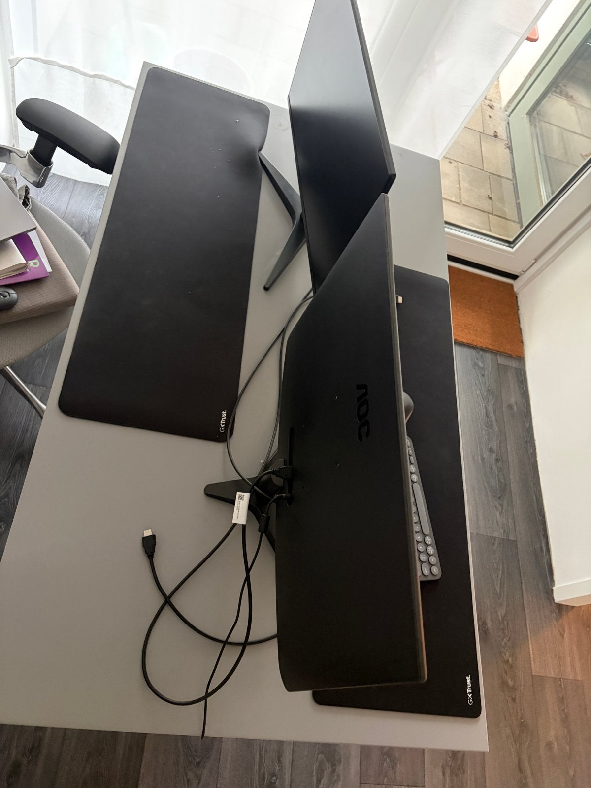 IKEA Elektrisch Zit-Sta Bureau - Grijs/Wit, Ophalen, Zit-sta bureau, Elektrisch, Spaanplaat of MDF