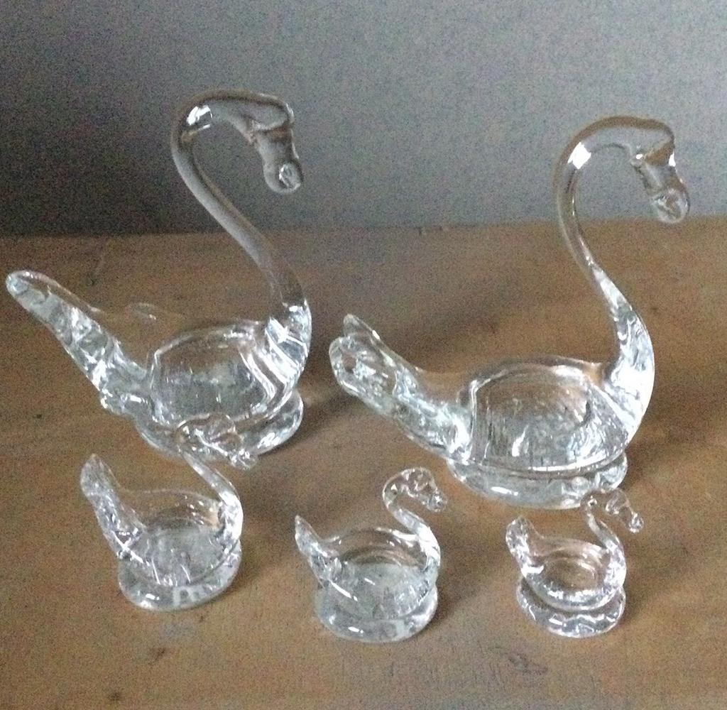 Handgemaakte zwanen familie, Antiek en Kunst, Antiek | Glas en Kristal, Ophalen of Verzenden