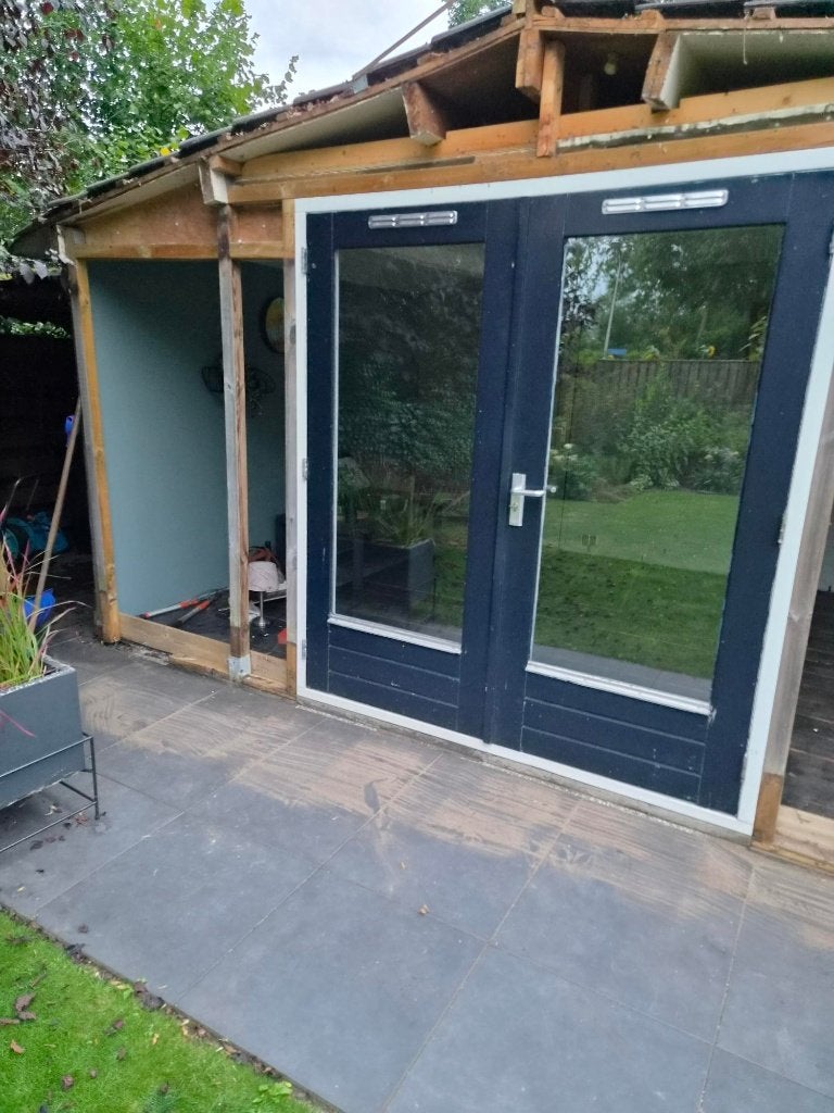 Dubbele tuindeuren Gebruikt ideaal voor tuinhuis, Doe-het-zelf en Verbouw, Ophalen, Gebruikt, Deurkozijn, 150 tot 225 cm