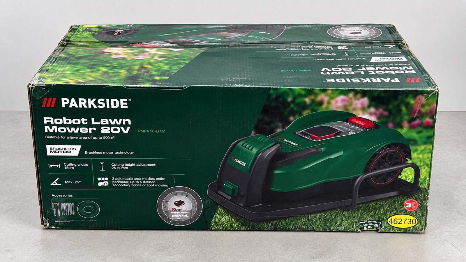 Parkside Robotmaaier 20V PMRA 20-Li B2 – Tot 500 m², Tuin en Terras, Ophalen of Verzenden, Nieuw, 20 tot 25 cm, Met regensensor