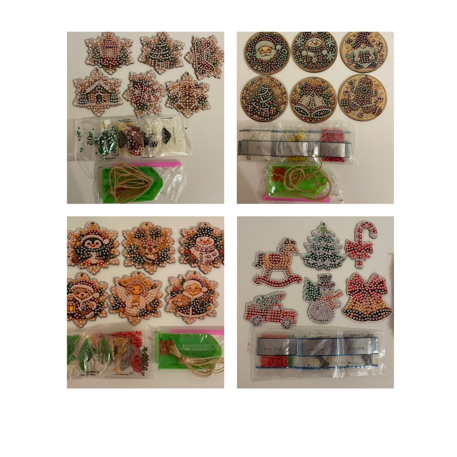 Diamond Painting kerstboom hangers rond Nieuw, Zelfklevend, Diamond painting, Nieuw, Hout